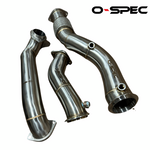 O-Spec BMW M3 M4 M2 Competition G80 G81 G82 G87 S58 3" Decat Downpipes 3 Pc inc Crossover Pipe - G8X-DP-3PC