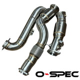 O-Spec BMW M3 M4 M2 Competition G80 G81 G82 G87 S58 3" NO CEL 400CPSI Catted Downpipes 3 Pc inc Crossover Pipe - G8X-DPNOCEL-3PC