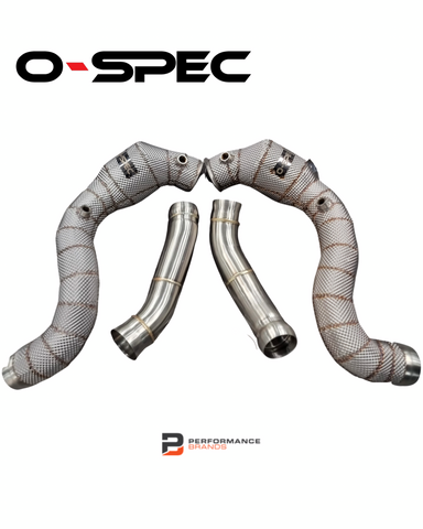 O-Spec AMG C63S W205 C205 Catted Downpipes Heatshielded - C63S-WCDPHS